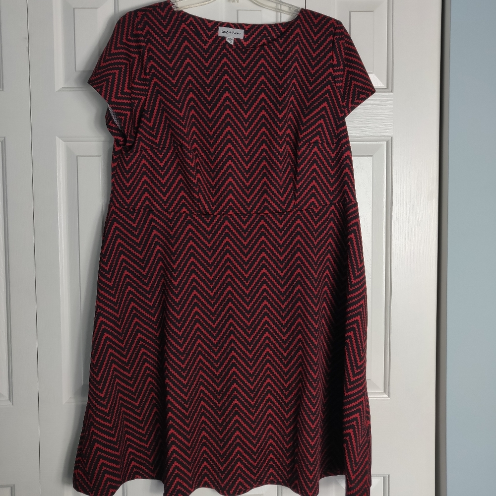 Red and black striped dress